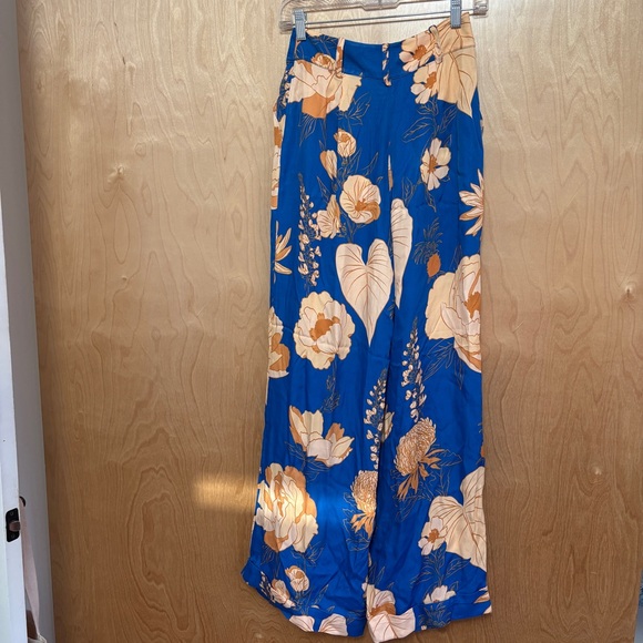 NWT Farm Rio x Anthropologie Floral Satin Wide-Leg Trousers - Size XS - Picture 7 of 11